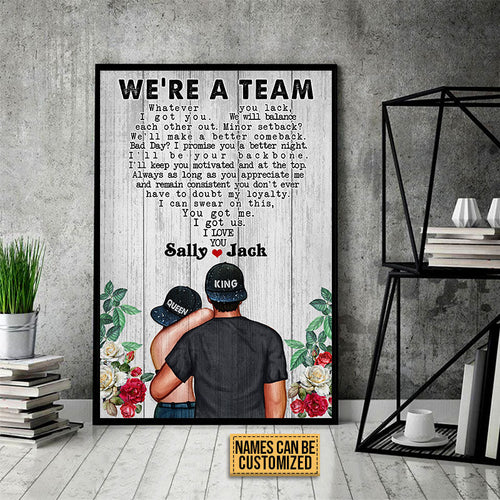 Couple King Queen We're A Team Custom Poster, Couple Gift, Anniversary Gift