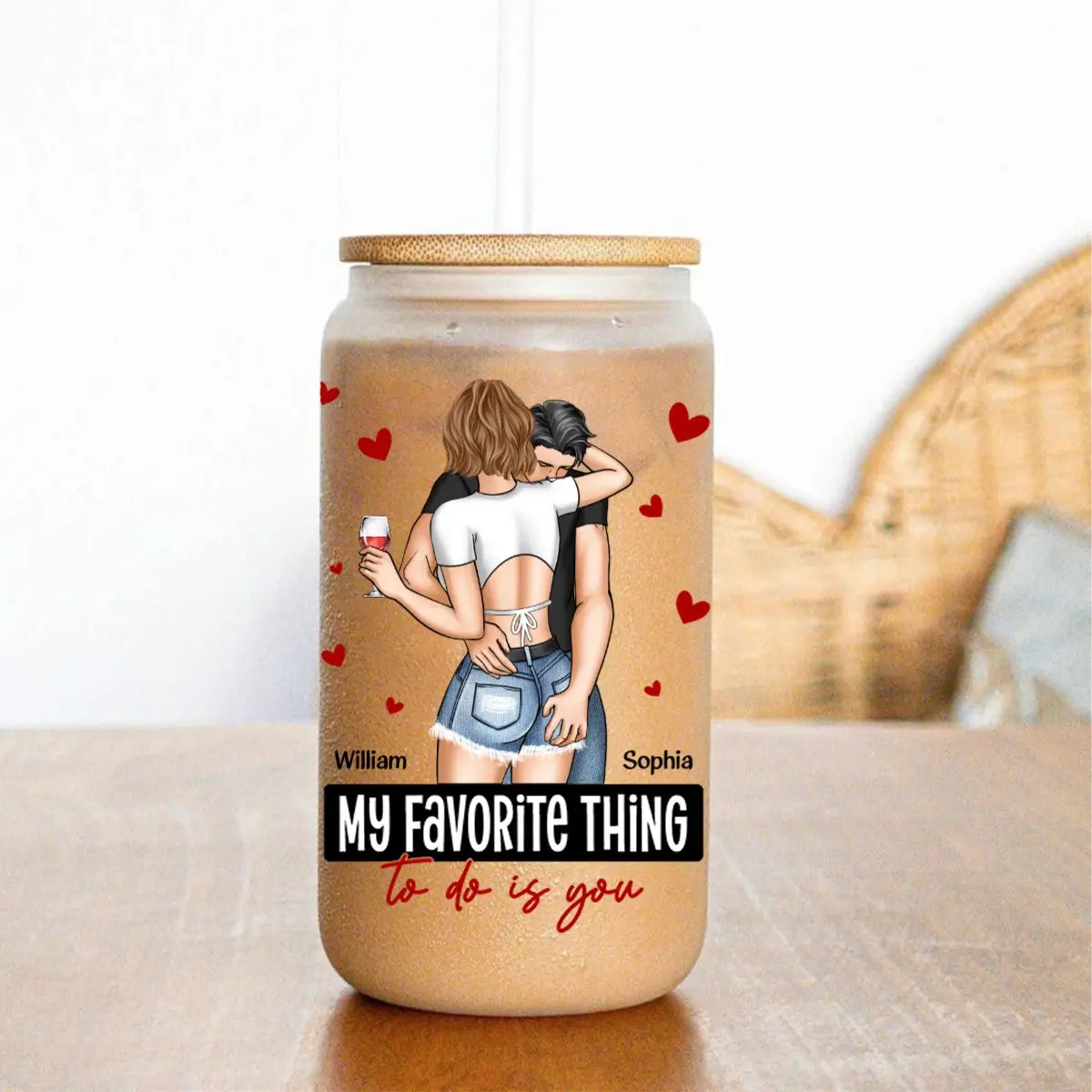 Couple - My Favorite Thing To Do Is You - Personalized Glass Can - The Next Custom Gift  Glass Can