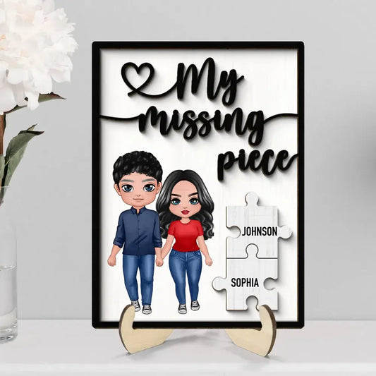 Couple - My Missing Piece - Personalized 2-Layer Wooden Plaque Wooden Plaque The Next Custom Gift