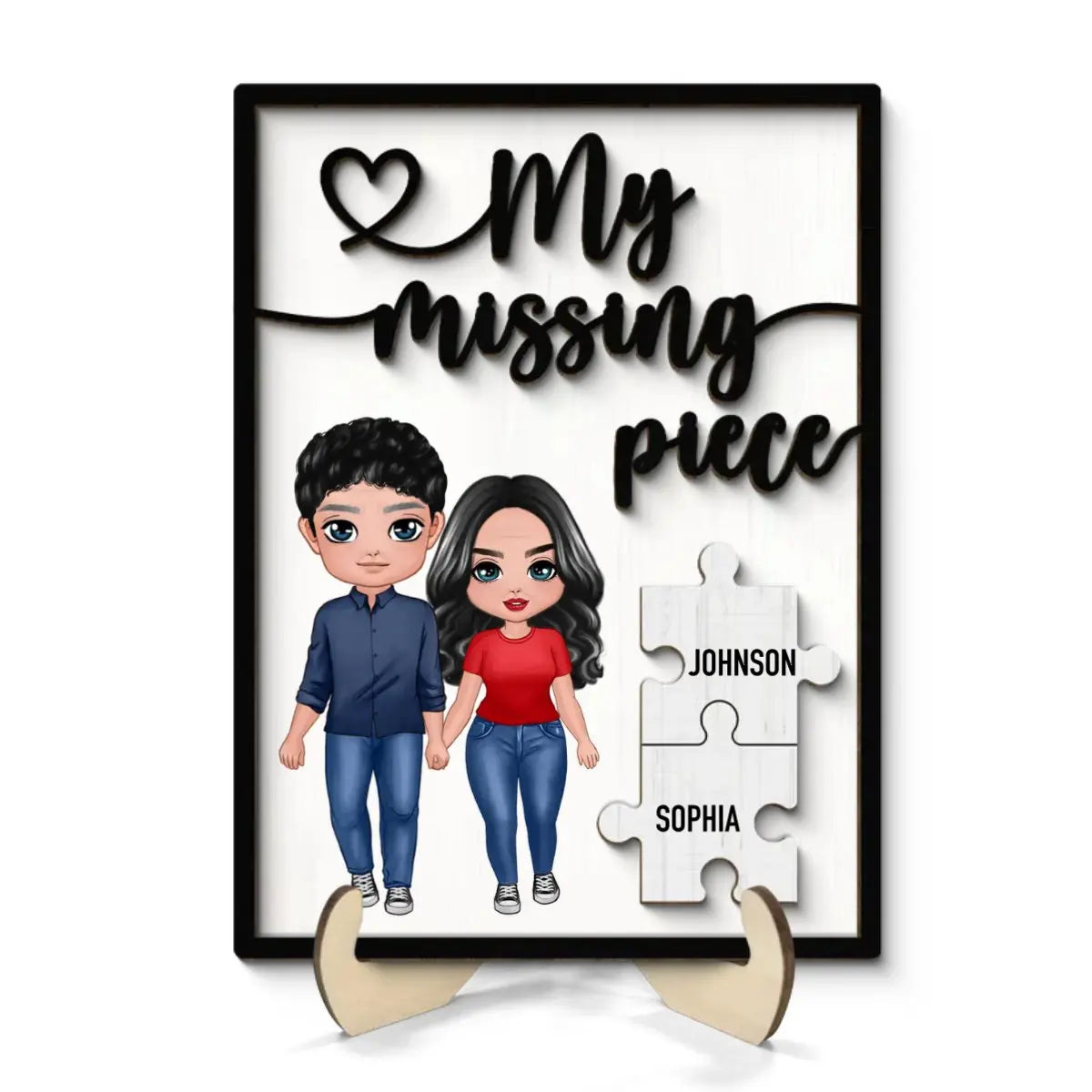 Couple - My Missing Piece - Personalized 2-Layer Wooden Plaque Wooden Plaque The Next Custom Gift