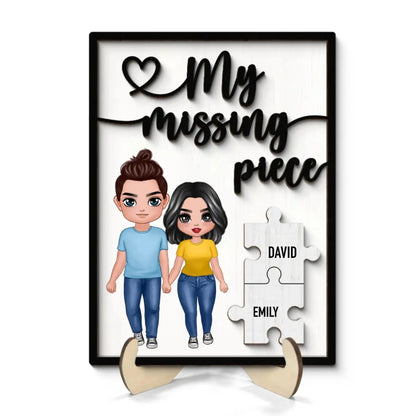 Couple - My Missing Piece - Personalized 2-Layer Wooden Plaque Wooden Plaque The Next Custom Gift