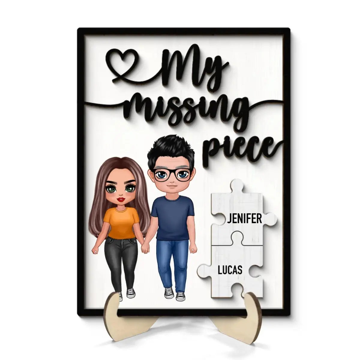 Couple - My Missing Piece - Personalized 2-Layer Wooden Plaque Wooden Plaque The Next Custom Gift