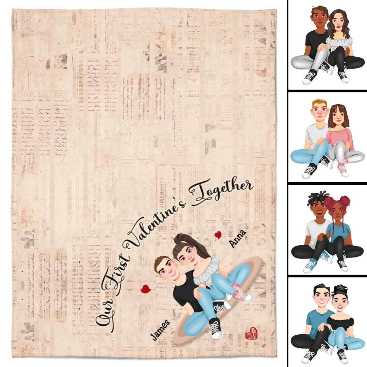Couple - Our First Valentine's Together - Personalized Blanket