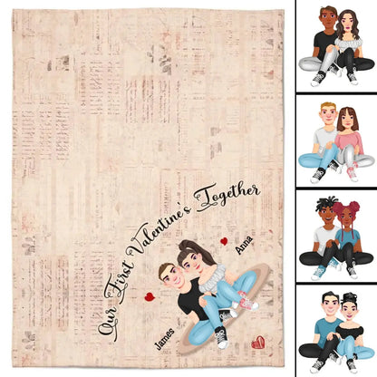 Couple - Our First Valentine's Together - Personalized Blanket