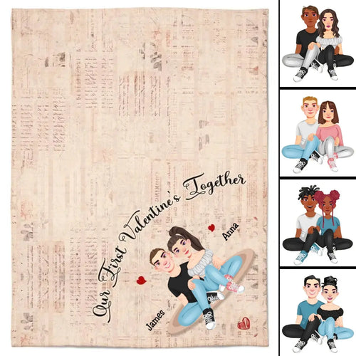 Couple - Our First Valentine's Together - Personalized Blanket - The Next Custom Gift  Blanket