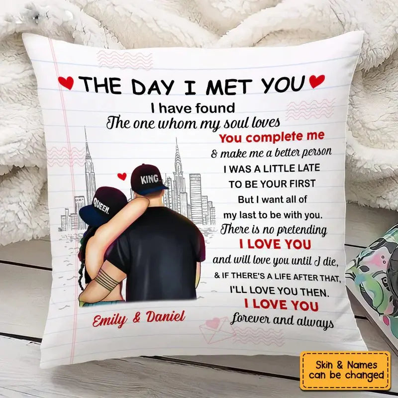 Couple  - The Day I Met You Pillow - Personalized Pillow Pillow The Next Custom Gift