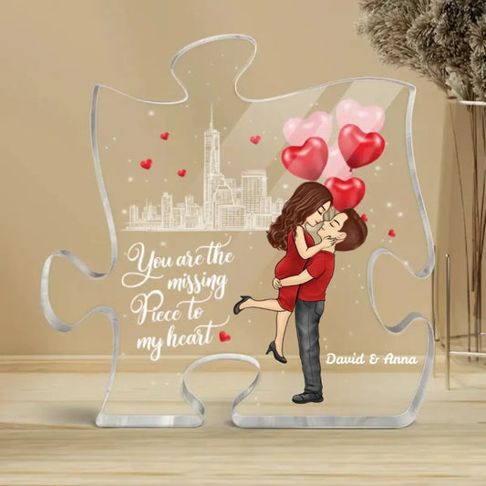 Couple - The Missing Piece To My Heart - Personalized Puzzle Shaped Acrylic Plaque Acrylic Plaque The Next Custom Gift