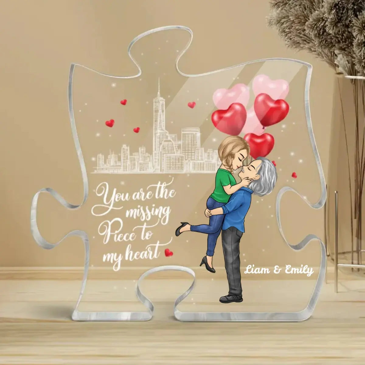 Couple - The Missing Piece To My Heart - Personalized Puzzle Shaped Acrylic Plaque Acrylic Plaque The Next Custom Gift