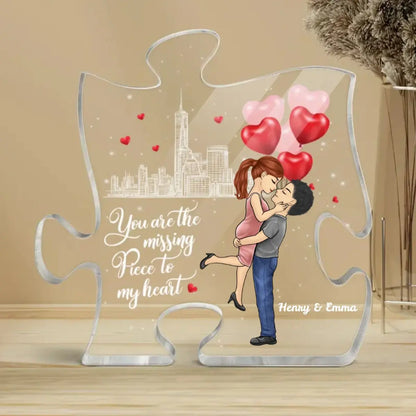 Couple - The Missing Piece To My Heart - Personalized Puzzle Shaped Acrylic Plaque Acrylic Plaque The Next Custom Gift