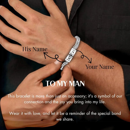 Couple - To My Man - Personalized Men's Engraved Bracelet Bracelets The Next Custom Gift