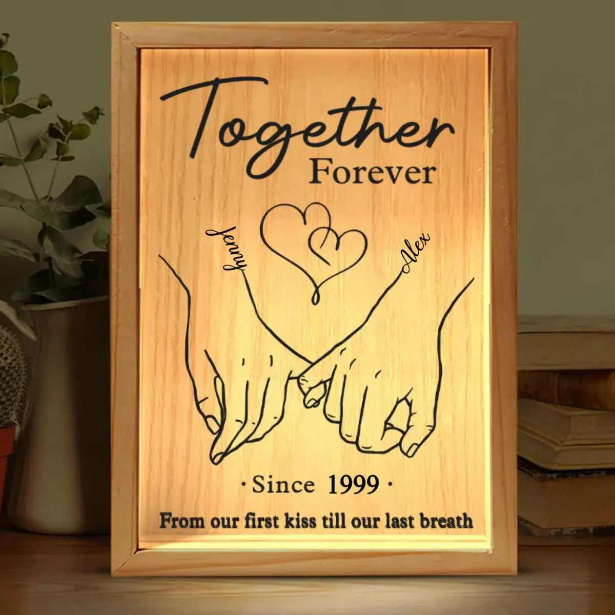 Couple - Together Forever From Our First Kiss Till Our Last Breath - Personalized Frame Light Box Frame Light Box The Next Custom Gift