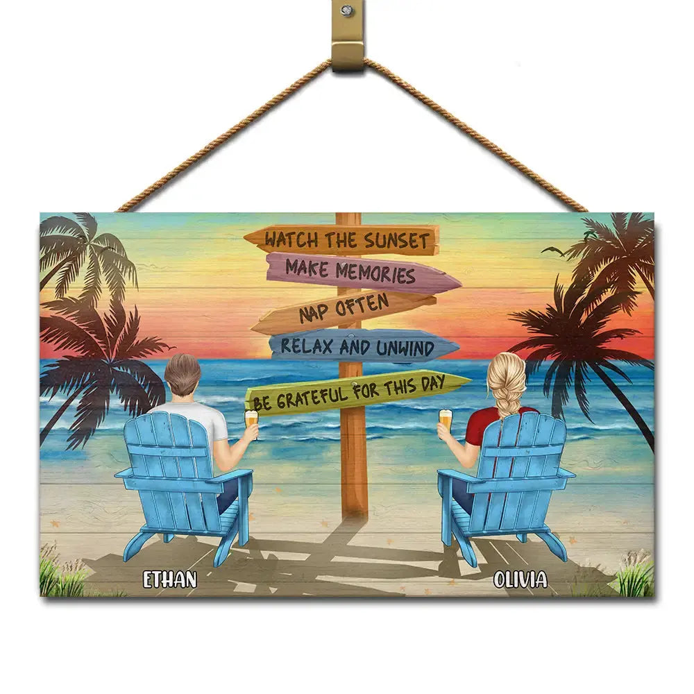 Couple Watch The Sunset Nap Often - Personalized Wood Rectangle Sign Poster The Next Custom Gift