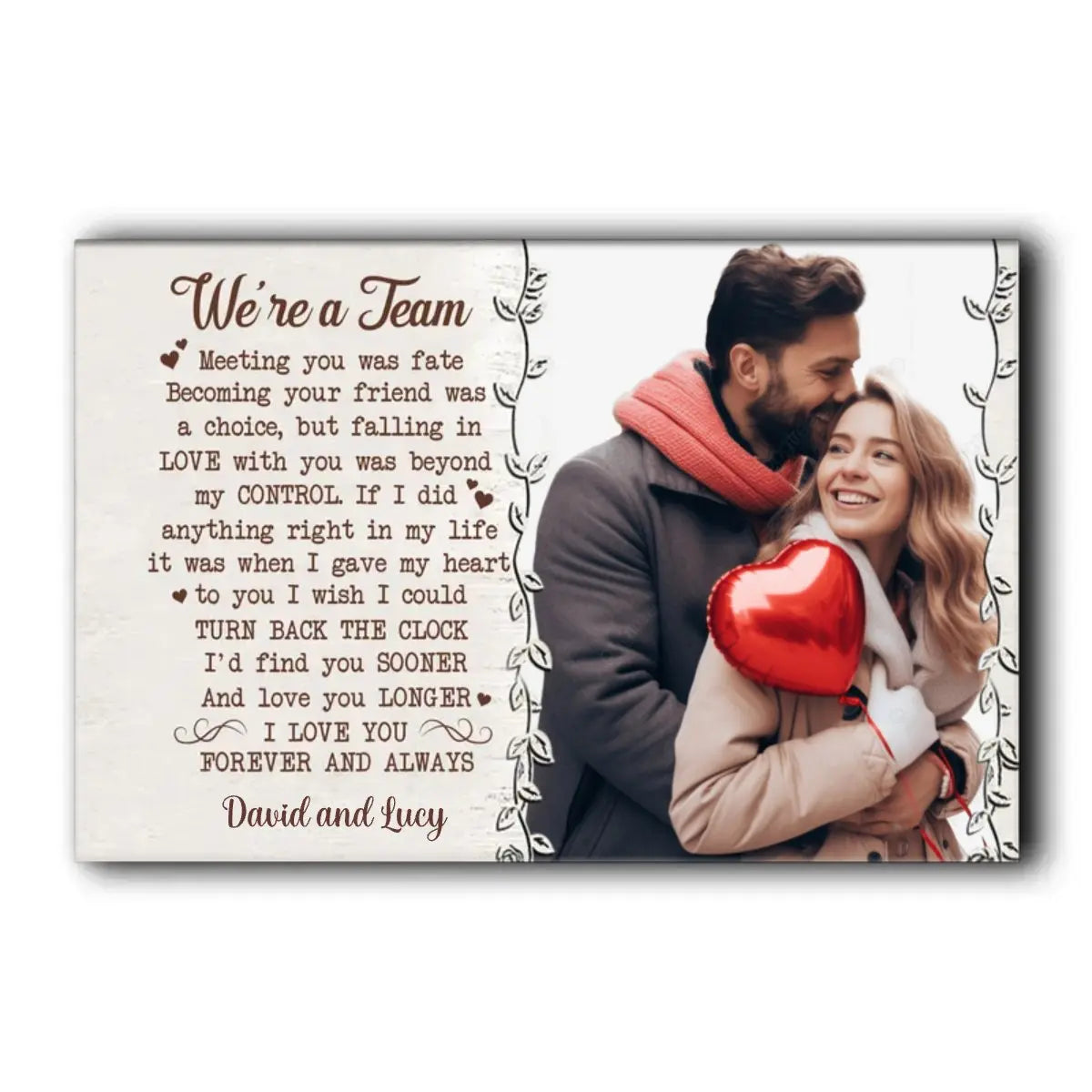 Couple - We're A Team Custom Photo - Personalized Canvas Canvas The Next Custom Gift