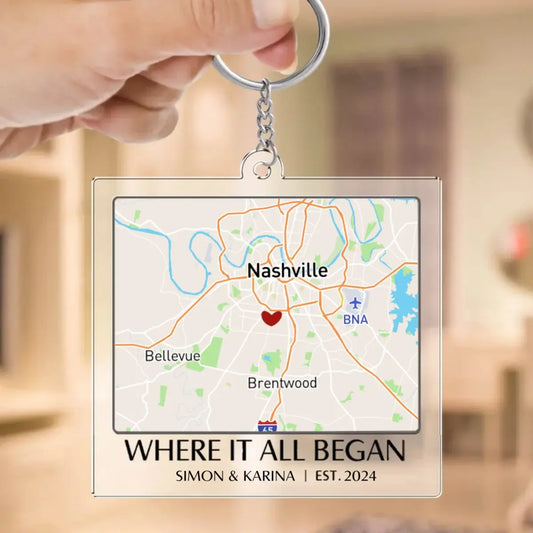 Couple - Where It All Began - Personalized Acrylic Keychain (XX) Keychain The Next Custom Gift