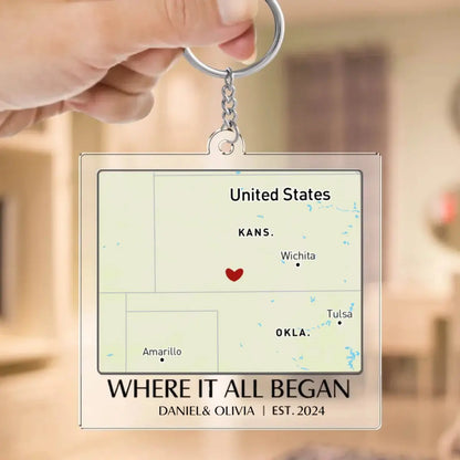 Couple - Where It All Began - Personalized Acrylic Keychain (XX) Keychain The Next Custom Gift