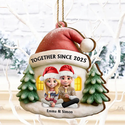 Couple Annoying Each Other Since - Personalized Custom Shaped Wooden Ornament