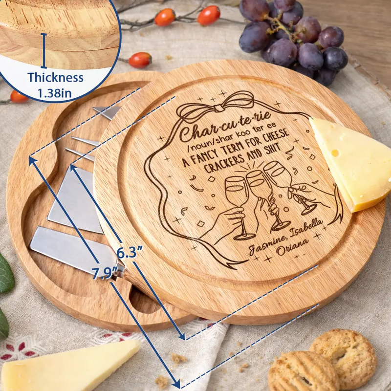Couple Family Name Charcuterie A Fancy Term - Personalized Cheese Board Set