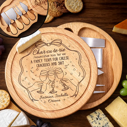 Couple Family Name Charcuterie A Fancy Term - Personalized Cheese Board Set