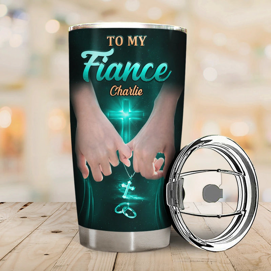 Couple Holding Hands God Blessed The Broken Road - Personalized Tumbler