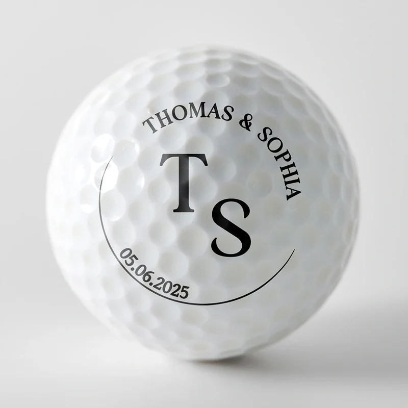 Couple Monogram With Names - Personalized Golf Ball
