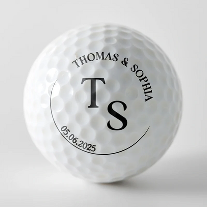 Couple Monogram With Names - Personalized Golf Ball