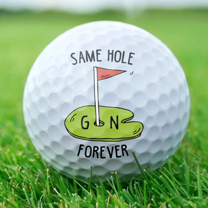 Gift For Couples, Gift For Husband, Gift For Boyfriend, Golf, Happy - Couple Same Hole Forever - Personalized Golf Ball