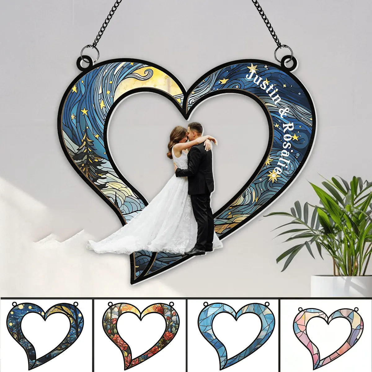 Couples Heart Love Anniversary Gifts - Personalized Photo Window Hanging Suncatcher Ornament Hanging Suncatcher Ornament The Next Custom Gift