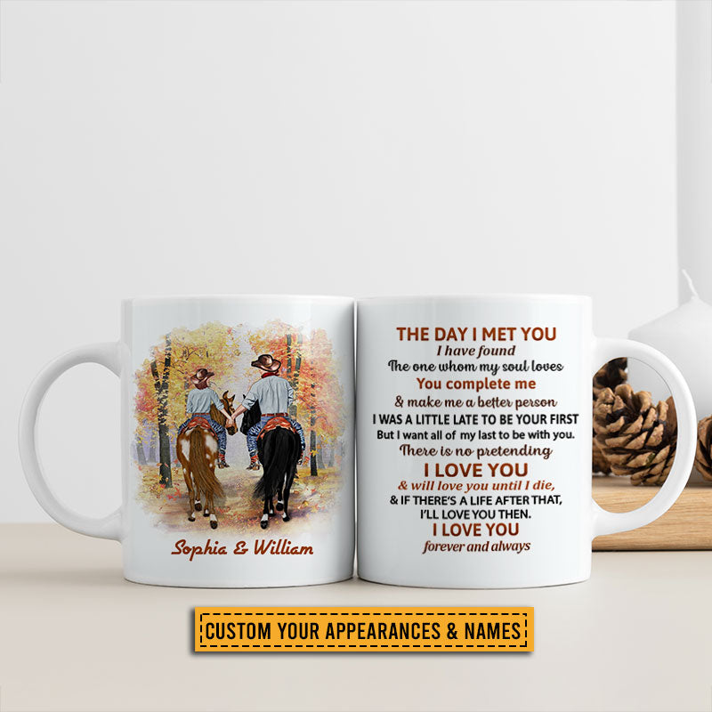 Cowboy Couple The Day I Met You Custom Mug, Personalized Horse Couple Mug, Couple Gift