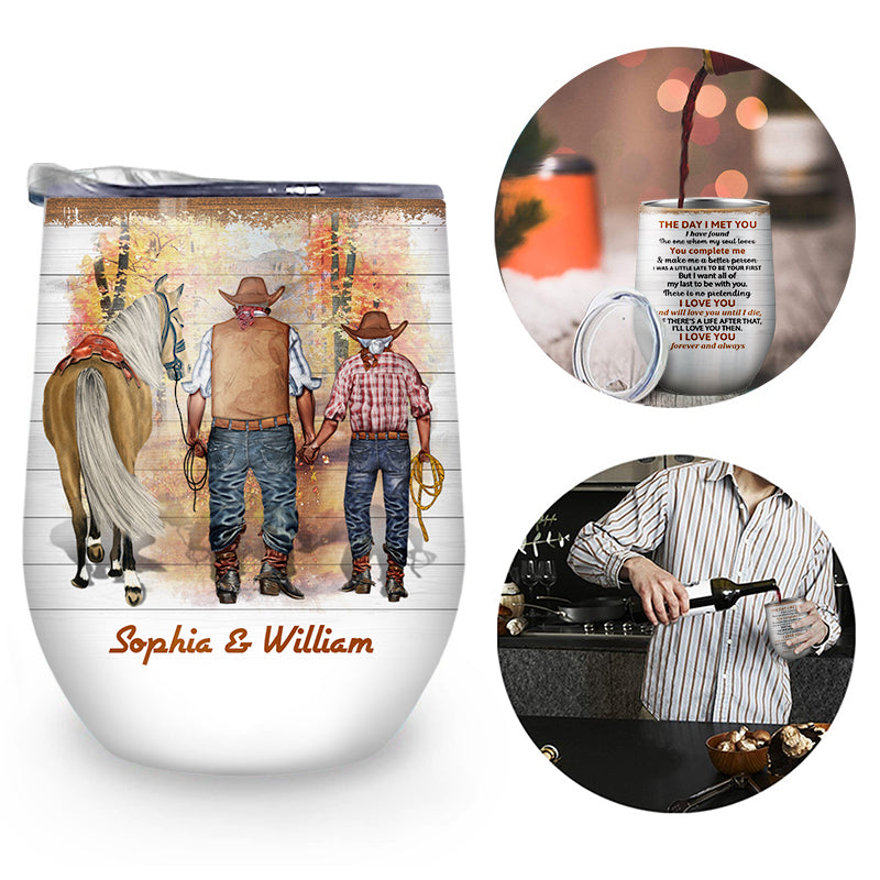 Cowboy Old Couple The Day I Met You - Personalized Custom Wine Tumbler