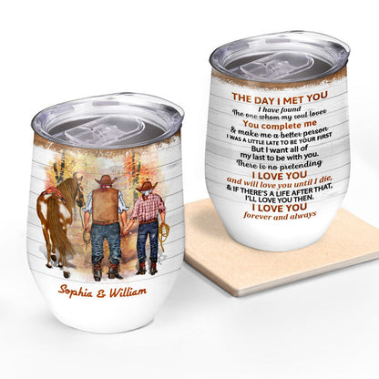 Cowboy Old Couple The Day I Met You - Personalized Custom Wine Tumbler