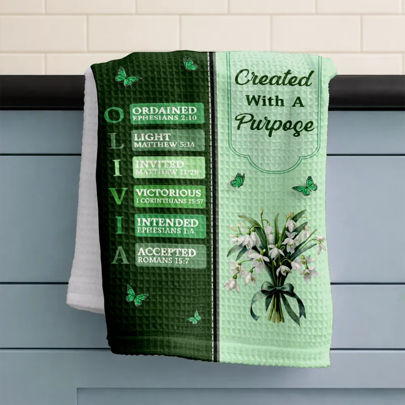 Created With A Purpose Birth Month Flower - Personalized Kitchen Towel