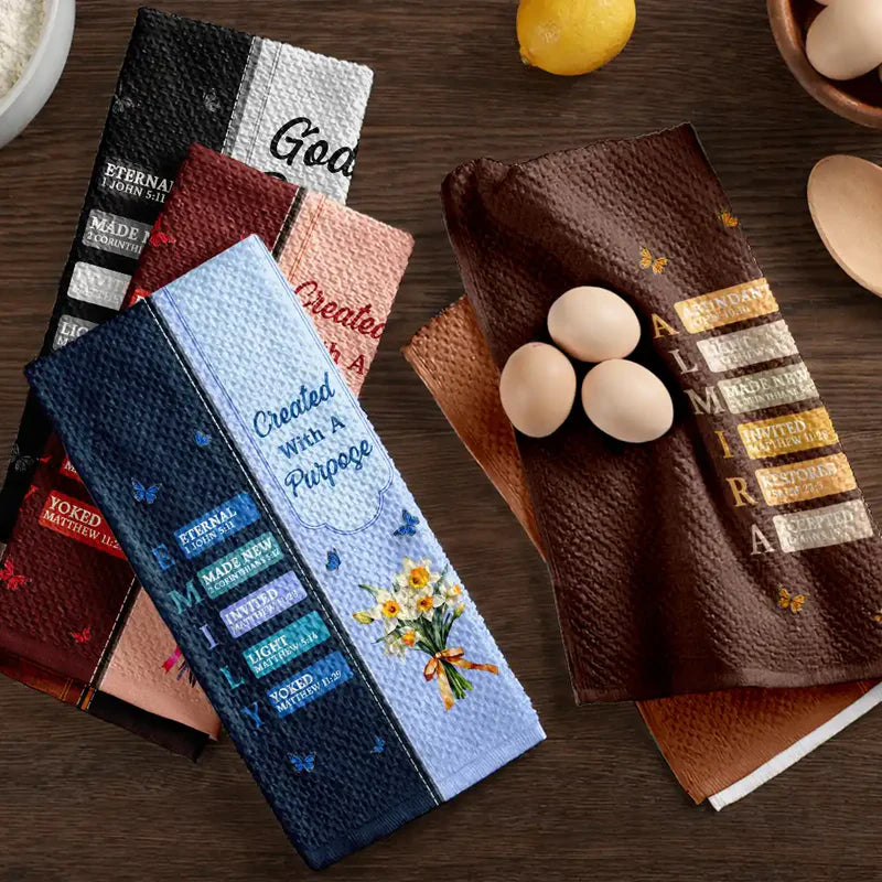 Created With A Purpose Birth Month Flower - Personalized Kitchen Towel
