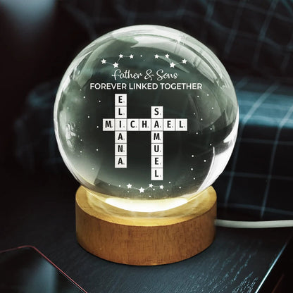 Crossword Family Relationship Forever Linked Together - Personalized Crystal Globe Lamp