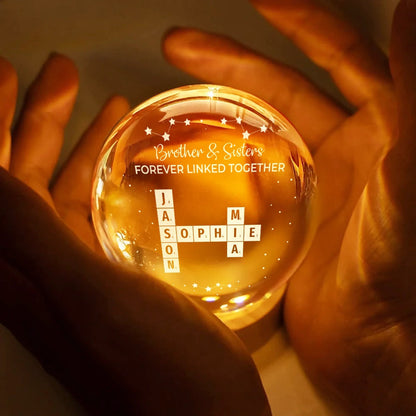 Crossword Family Relationship Forever Linked Together - Personalized Crystal Globe Lamp