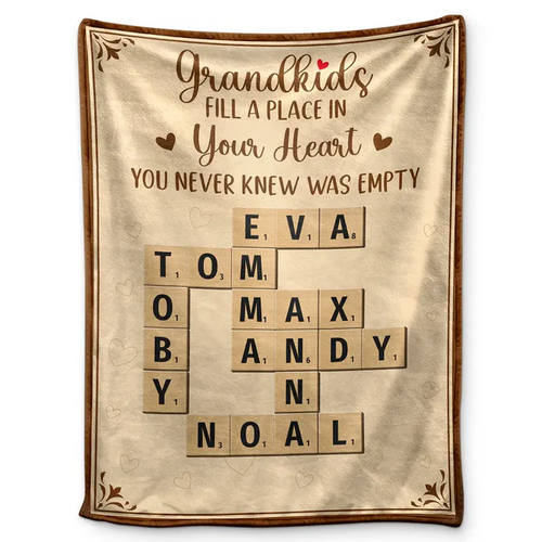 Crossword Grandkids Make Life Grand - Personalized Fleece Blanket