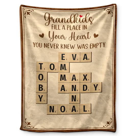 Crossword Grandkids Make Life Grand - Personalized Fleece Blanket