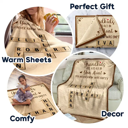 Crossword Grandkids Make Life Grand - Personalized Fleece Blanket
