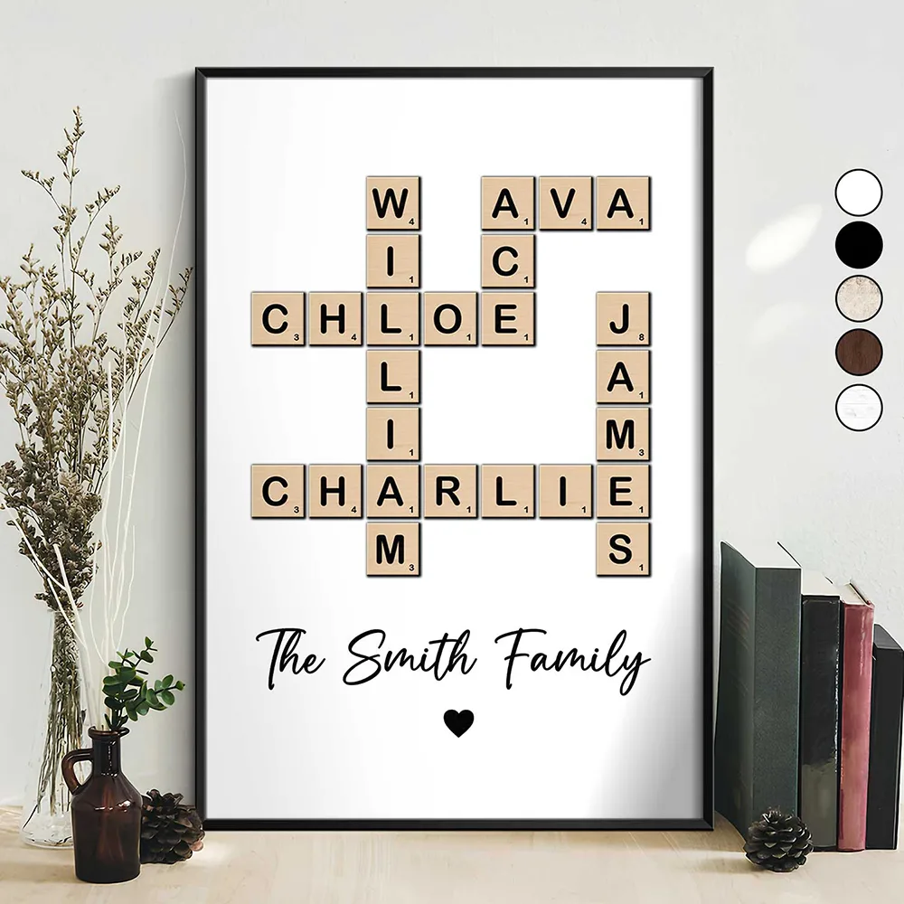 Crossword Scrabble Family Name - Personalized Poster