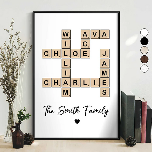 Crossword Scrabble Family Name - Personalized Poster