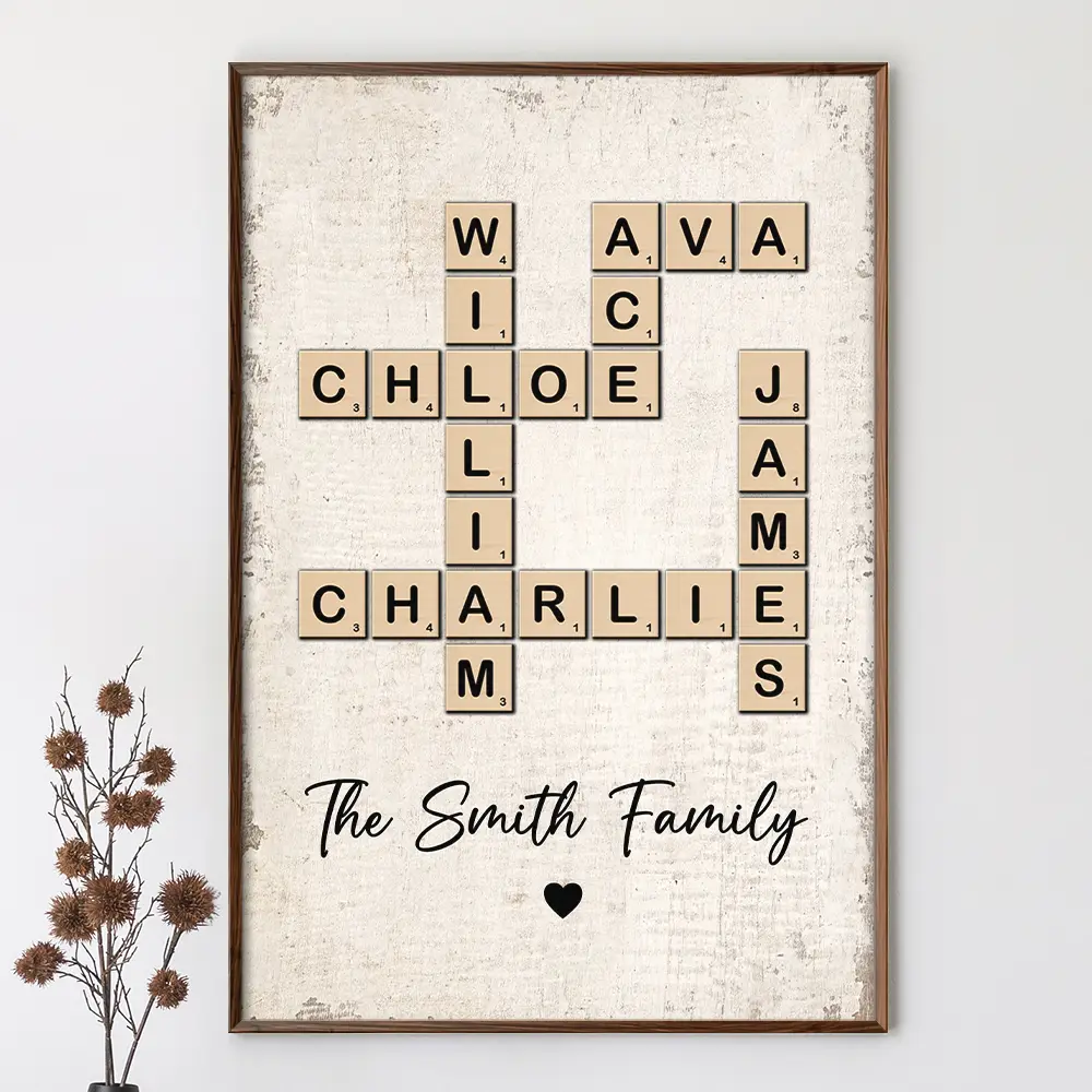 Crossword Scrabble Family Name - Personalized Poster