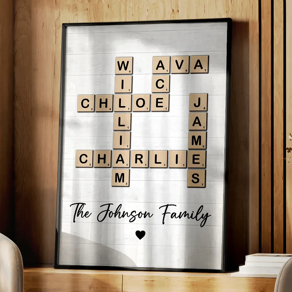 Crossword Scrabble Family Name - Personalized Poster
