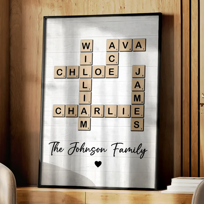 Crossword Scrabble Family Name - Personalized Poster