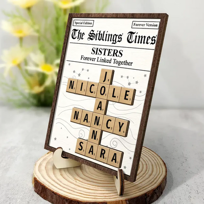 Crossword The Siblings Times - Personalized Wooden Plaque With Stand