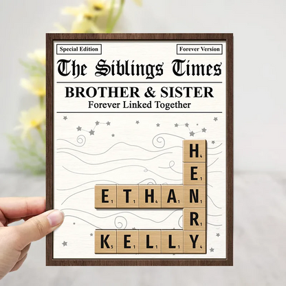 Crossword The Siblings Times - Personalized Wooden Plaque With Stand
