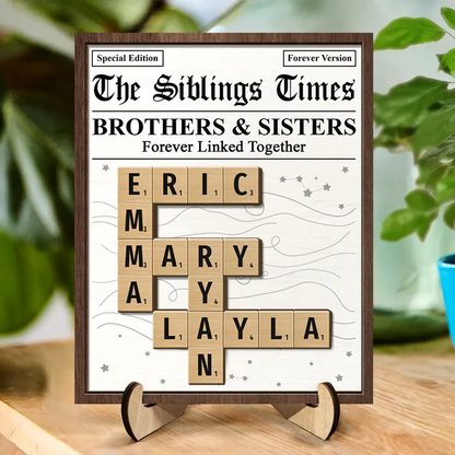 Crossword The Siblings Times - Personalized Wooden Plaque With Stand