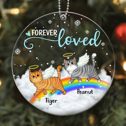Walking Fluffy Cats Memorial Personalized Acrylic Ornament