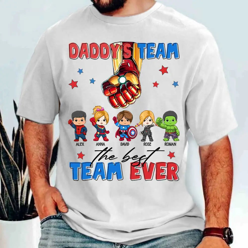 Custom Name Kids Superhero Daddy Team Shirt - Birthday & Father's Day Gift For Dad Shirts & Tops The Next Custom Gift