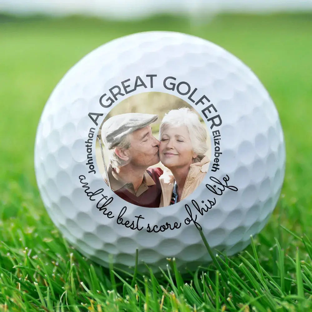 Custom Photo A Great Golfer And The Best Score Of His Life Couple Husband Wife - Personalized Golf Ball Golf Ball The Next Custom Gift