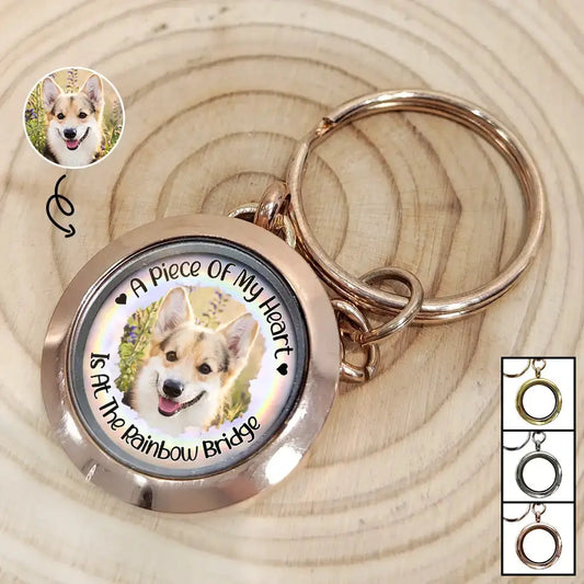 Custom Photo A Piece Of My Heart Rainbow Bridge Pet Memorial - Personalized Keepsake Keychain Keychain The Next Custom Gift