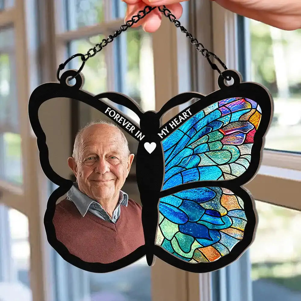 Custom Photo Although You Cannot See Me Memorial - Personalized Window Hanging Suncatcher Ornament Hanging Suncatcher Ornament The Next Custom Gift